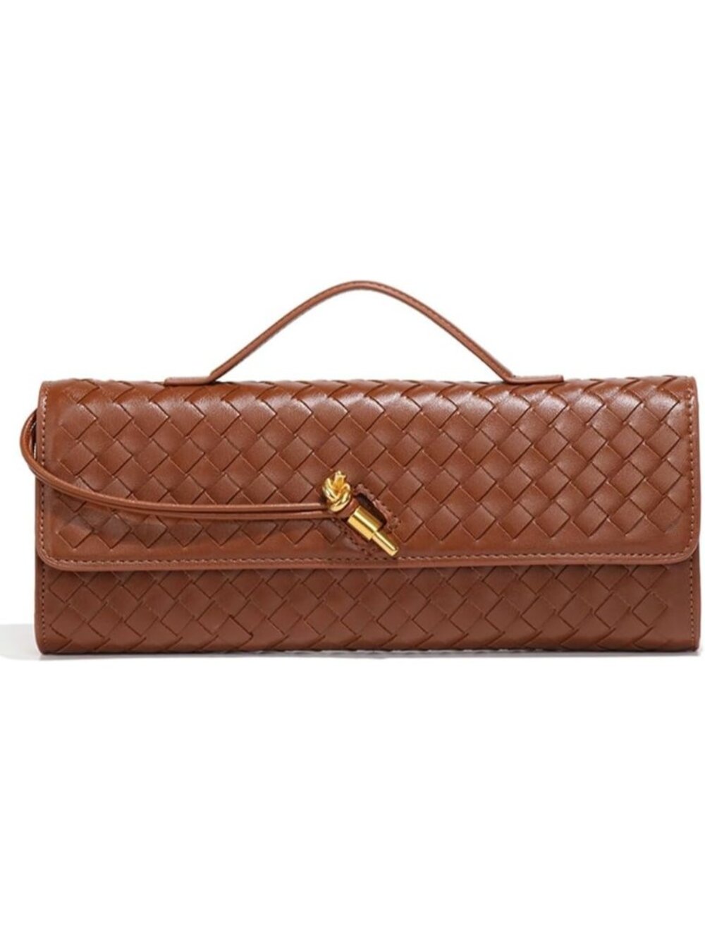 Women's Brown Clutch Purse Trendy Slouchy Woven Crossbody Shoulder Hobo Handbag